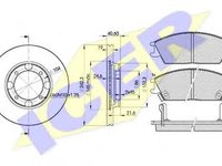 Set frana, frana disc HYUNDAI EXCEL I (X3-), HYUNDAI EXCEL (X-2), HYUNDAI EXCEL limuzina (X-2) - ICER 30887-2135