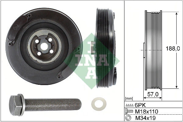 Set fulie arbore cotit INA VW LT 28-35 II bus (2DB