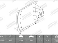 Set garnituri de frictiune, frana tambur puntea spate (1909401070 JURID) DAF,RENAULT TRUCKS