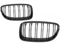 Set Grile Radiator Nari Duble Bmw Seria 3 E90 2008-2012 LCI M Design Negru Lucios FGBME90DPB