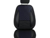 Set huse scaun Premium Lux negru cusatura albastra