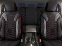 Set Huse Scaune Auto pentru Audi A2 - Panda Paris, Negru cu cusatura rosie, 11 piese