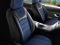 Set Huse Scaune Auto pentru Dacia Duster - Prestige, negru albastru, 11 piese