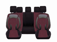 Set Huse Scaune Auto pentru Ford B-Max - DeluxeBoss stofa cu piele ecologica, negru cu rosu, 11 bucati