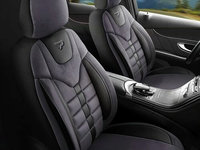 Set Huse Scaune Auto pentru Lancia Ypsilon - Panda Toronto, tip Alcantara, cu fermoare pentru bancheta rabatabila, negru gri, 11 piese