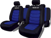 Set Huse Scaune Auto pentru Seat Cordoba - Sparco Ergo Sport, negru - albastru, 9 bucati