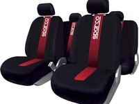 Set Huse Scaune Auto pentru Seat Toledo - Sparco Red Spider, negru - rosu, 9 bucati
