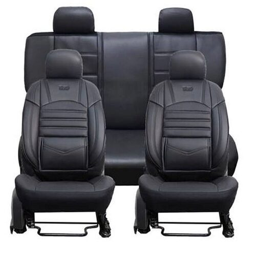 Set Huse Scaune Auto pentru Ssangyong Kyron - Deluxe Boss, piele ecologica, negru, 11 piese
