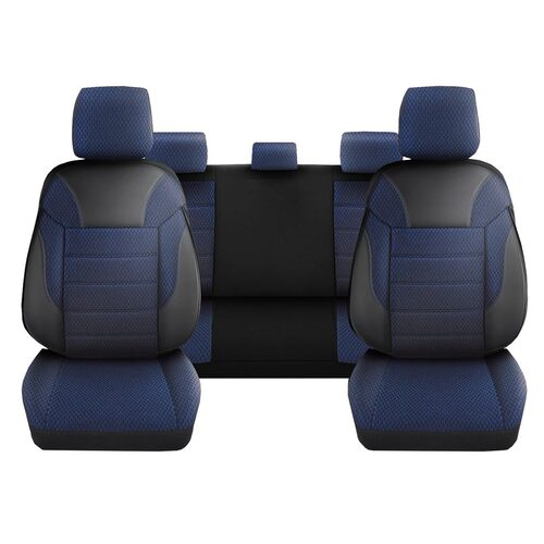 Set Huse Scaune Auto pentru Suzuki Swift - DeluxeBoss Classico, pentru bancheta rabatabila fractionata, 11 piese, albastru inchis