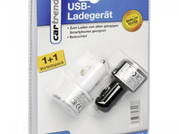 Set Incarcator Auto USB 12V 2,1A 2 Buc Cartrend 80257