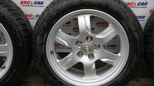 Set jante aliaj cu anvelope Dunlop M+S de iarna 225 / 50 / R17 5X112 ET28 Audi A5 8T cod 8T0601025B model 2012