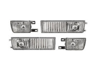 Set lampa semnalizare fata VW GOLF 3, 08.1991-04.1999, VENTO/JETTA (USA) (1H), 01.1992-10.1998, Taiwan, partea stanga+dreapta, cu lampa ceata fata,tip bec H3+PY21W, transparent, argintiu, cu mufa bec, tuning,