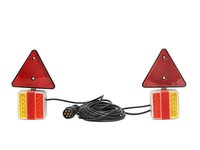 Set lampi LED magnetice cu triunghiuri reflectorizante pentru remorca, fisa 7 pini, cablu 2,5m cablu fisa = 7,5 m