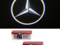 Set lampi led portiera cu logo Mercedes-Benz A B C E M GL GLA GLE G