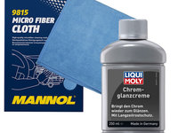 Set Liqui Moly Solutie Lustruit Elemente Crom 250ML 1529 + Mannol Laveta Microfibra 9815