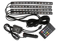 Set lumini led ambientale auto cu telecomanda, 8 culori, senzor muzica