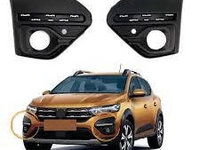 Set ornamente proiector ceata bara fata NOU Dacia Sandero 3 an 2021 2022 2023 (cu orificiu senzor parcare)