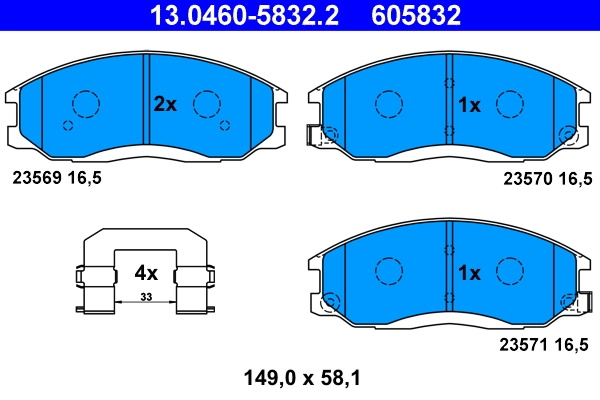 Set placute frana ATE SSANGYONG ACTYON I 2005-2013 - 13.0460-5832.2