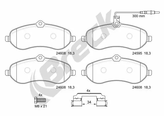 Set placute frana Break CITROËN JUMPY II platou / sasiu 2006-2016 - 24595 00 701 00