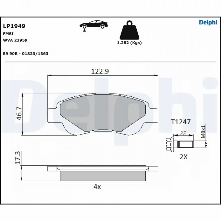 Set placute frana Delphi GLEAGLE GX2 / PANDA 2010-2012 - LP1949