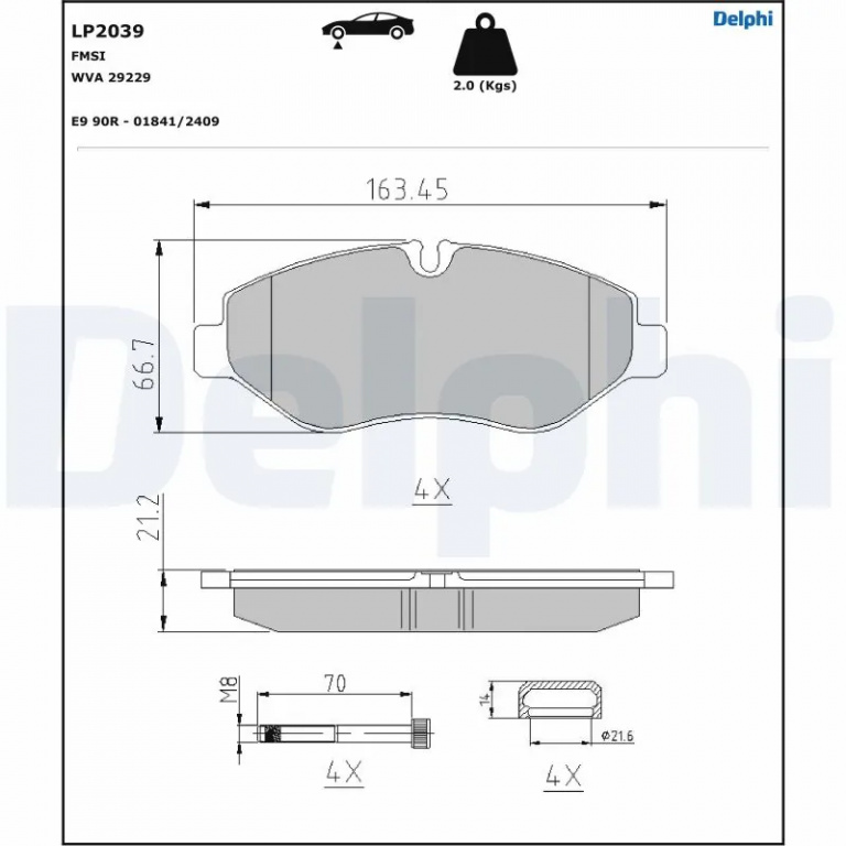 Set placute frana Delphi IVECO DAILY VI bus 2014-2025 - LP2039