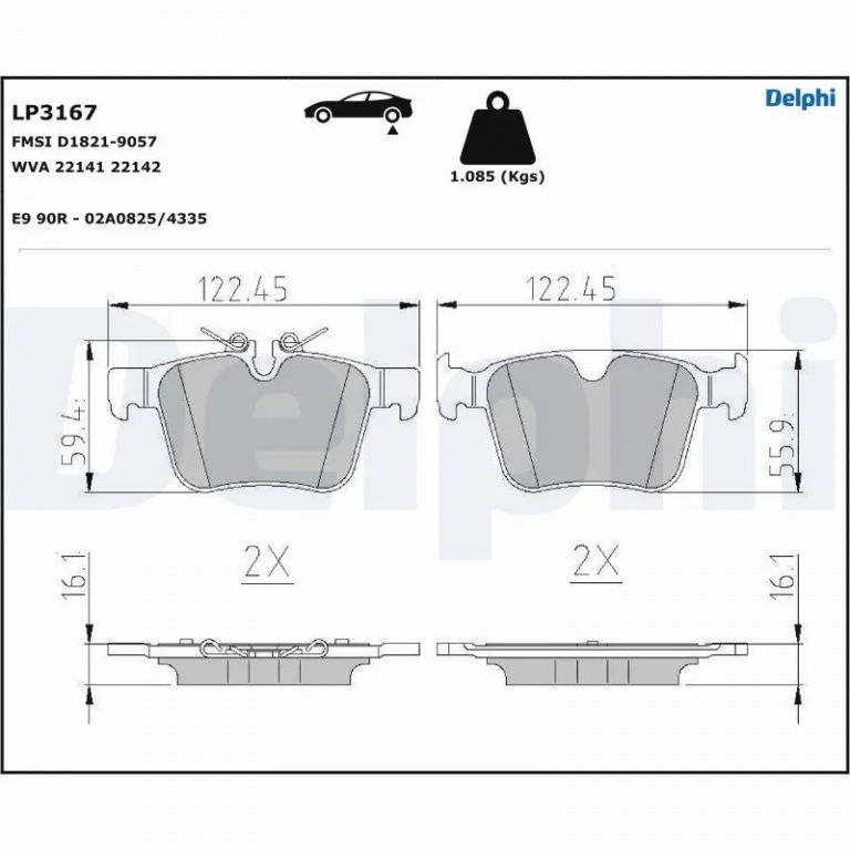 Set placute frana Delphi LAND ROVER RANGE ROVER EVOQUE VAN (L538) 2013-2019 - LP3167