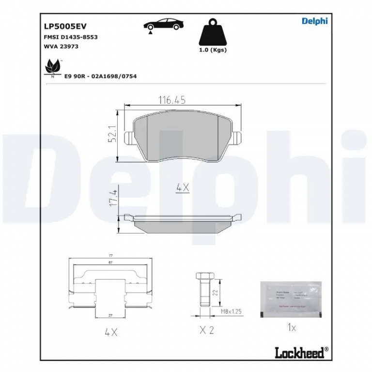Set placute frana Delphi RENAULT LOGAN I combi (KS_) 2007-2015 - LP5005EV