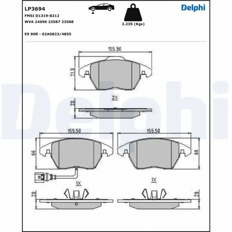 Set placute frana Delphi SKODA SUPERB II combi (3T5) 2009-2015 - LP3694