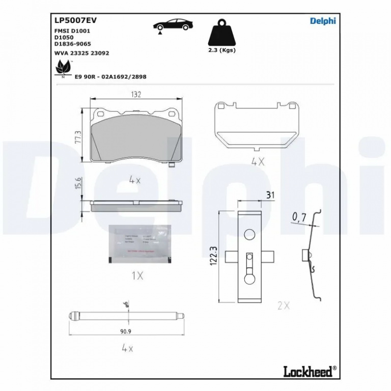 Set placute frana Delphi TESLA MODEL X (5YJX) 2015-2025 - LP5007EV