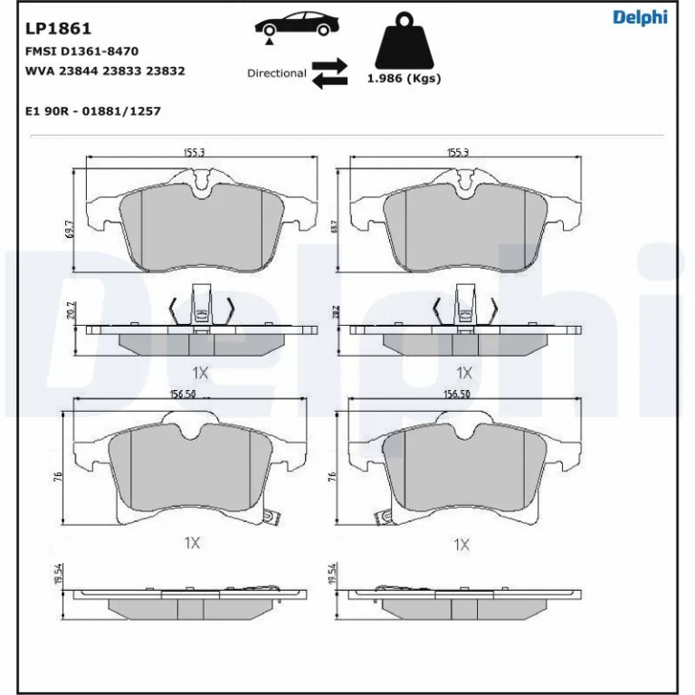 Set placute frana Delphi VAUXHALL MERIVA Mk II (B) (S10) 2010-2017 - LP1861