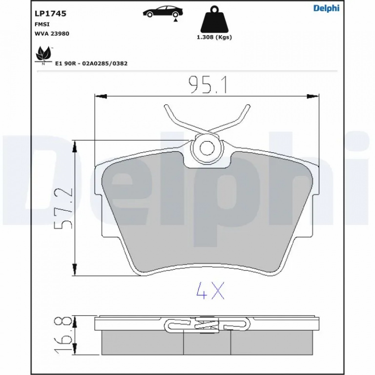 Set placute frana Delphi VAUXHALL VIVARO A platou / sasiu (X83) 2003-2014 - LP1745