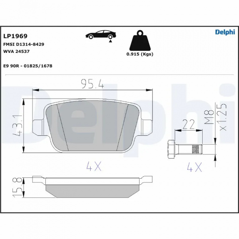 Set placute frana Delphi VOLVO V70 III (135) 2007-2015 - LP1969