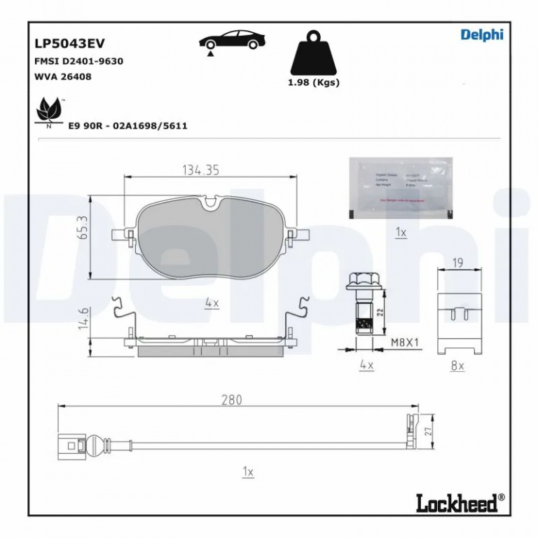 Set placute frana Delphi VW ID.3 (E11, E12) 2019-2025 - LP5043EV