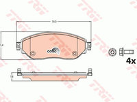 Set placute frana fata (cu suplimente cu suruburi de ghidare a etrierului de frana) OPEL VIVARO B RENAULT TRAFIC III 1.6 d 05.14- TRW GDB2096