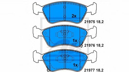 Set placute frana fata Toyota Avensis (T22), 09.1997-02.03, Avensis Liftback (T22), 09.1997-02.03, Avensis Station Wagon (T22), 09.1997-02.03, Fata, puntea fata, Sistem de franare : hidraulic