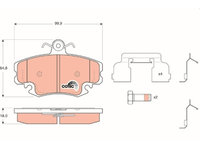 Set placute frana fata TRW, Dacia Logan, 2004-, Sandero, 2008-, Renault Clio II, 1998-2016, Thalia I, 1998-, Thalia II, 2008-, Twingo I, 1993-2012, Twingo II, 2007-, Fata, puntea fata