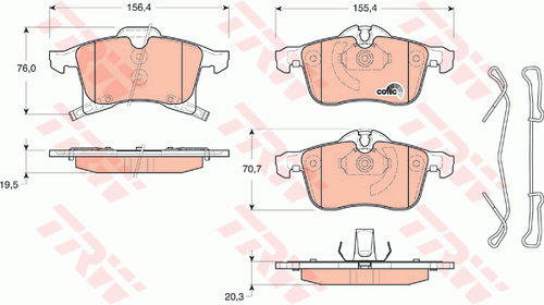 Set Placute Frana Fata Trw Opel Astra G 1998-2004 Cabriolet GDB1668