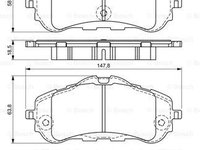 Set placute frana frana disc 0 986 494 714 BOSCH pentru Land rover Discovery Land rover Lr4 Land rover Lr3 Peugeot 308 Opel Combo CitroEn Berlingo