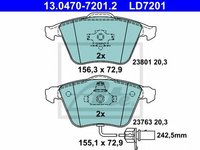 Set placute frana,frana disc AUDI A4 (8E2, B6), AUDI A4 Avant (8E5, B6), AUDI A4 Cabriolet (8H7, B6, 8HE, B7) - ATE 13.0470-7201.2