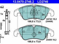 Set placute frana,frana disc AUDI A4 (8K2, B8) (2007 - 2015) ATE 13.0470-2746.2