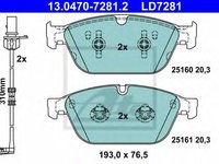 Set placute frana,frana disc AUDI A8 (4H) (2009 - 2016) ATE 13.0470-7281.2 piesa NOUA