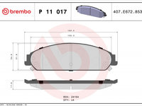 Set placute frana,frana disc BREMBO P 11 017