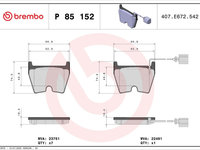 Set placute frana,frana disc BREMBO P 85 152