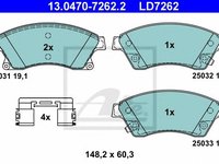 Set placute frana,frana disc CHEVROLET CRUZE (J300), OPEL ASTRA J, VAUXHALL ASTRA Mk VI (J) - ATE 13.0470-7262.2