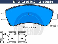 Set placute frana,frana disc CITROEN C2 ENTERPRISE (2009 - 2016) GALFER B1.G102-0616.2 piesa NOUA