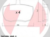 Set placute frana,frana disc FORD TRANSIT bus (T_ _), FORD TRANSIT bus (V_ _), FORD TRANSIT Van (T_ _) - ZIMMERMANN 20359.180.1