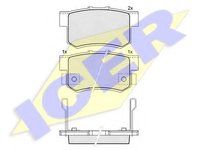 Set placute frana,frana disc HONDA ACCORD Mk IV (CB), HONDA ACCORD Mk IV cupe (CB, CC), HONDA ACCORD Mk V (CC, CD) - ICER 181187