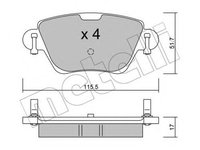 Set placute frana,frana disc JAGUAR X-TYPE (CF1) (2001 - 2009) METELLI 22-0319-0 piesa NOUA