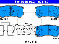 Set placute frana,frana disc KIA SPORTAGE (SL) (2009 - 2020) ATE 13.0460-5780.2