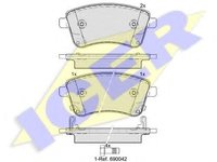 Set placute frana,frana disc KIA VENGA (YN), HYUNDAI ix20 (JC) - ICER 181985